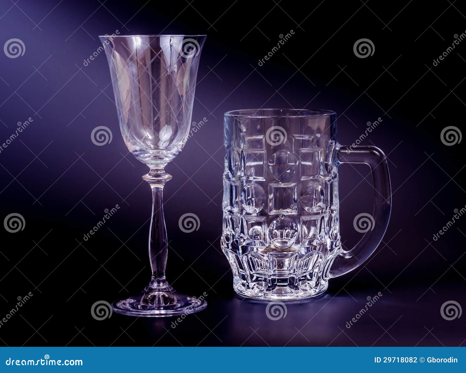 Beer mug and wine glass stock photo. Image of handle 29718082