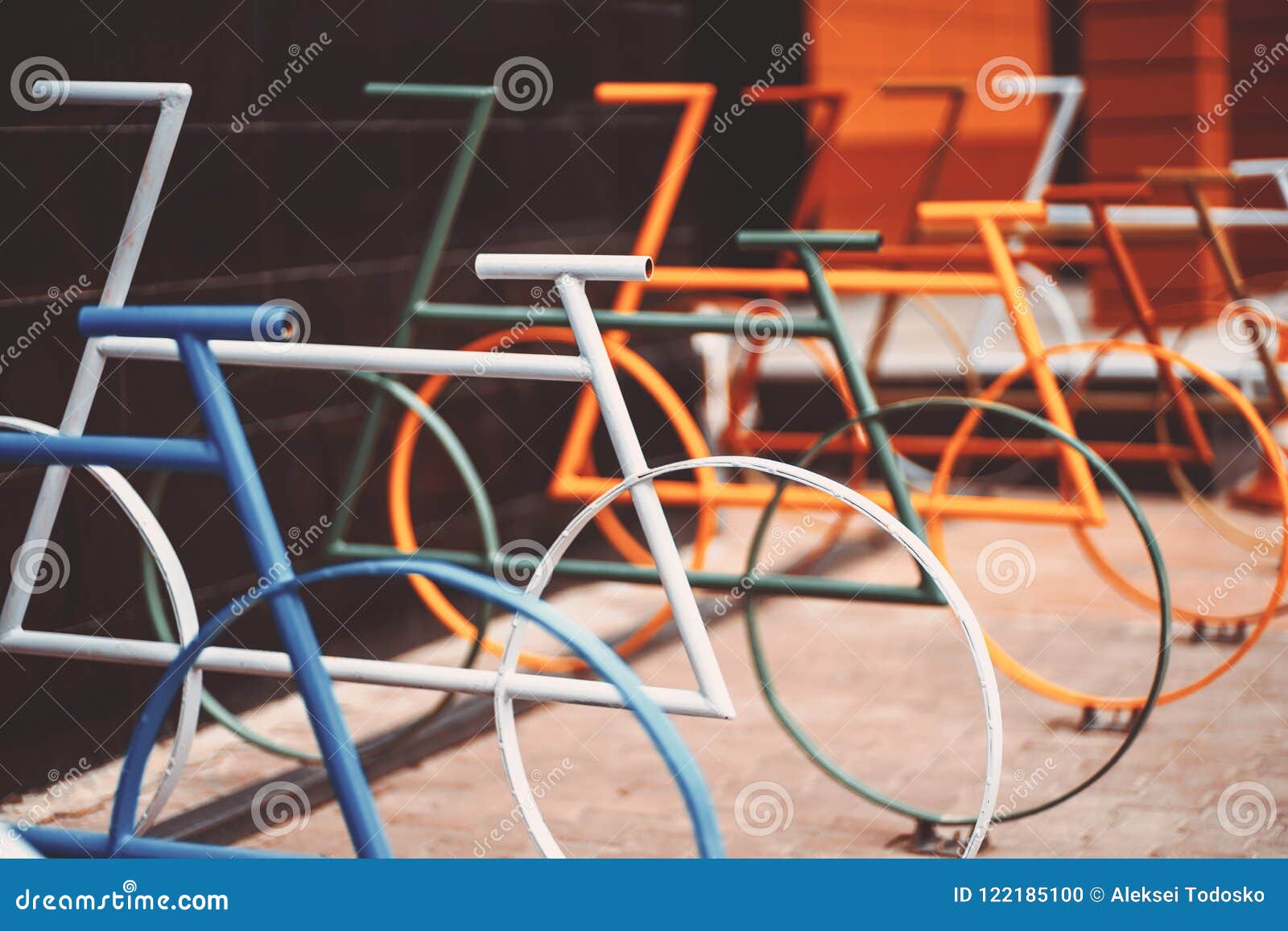 Download Empty Bicycle Colorful Parking Lots Outdoors Stock Photo Image Of Biking Recreation 122185100