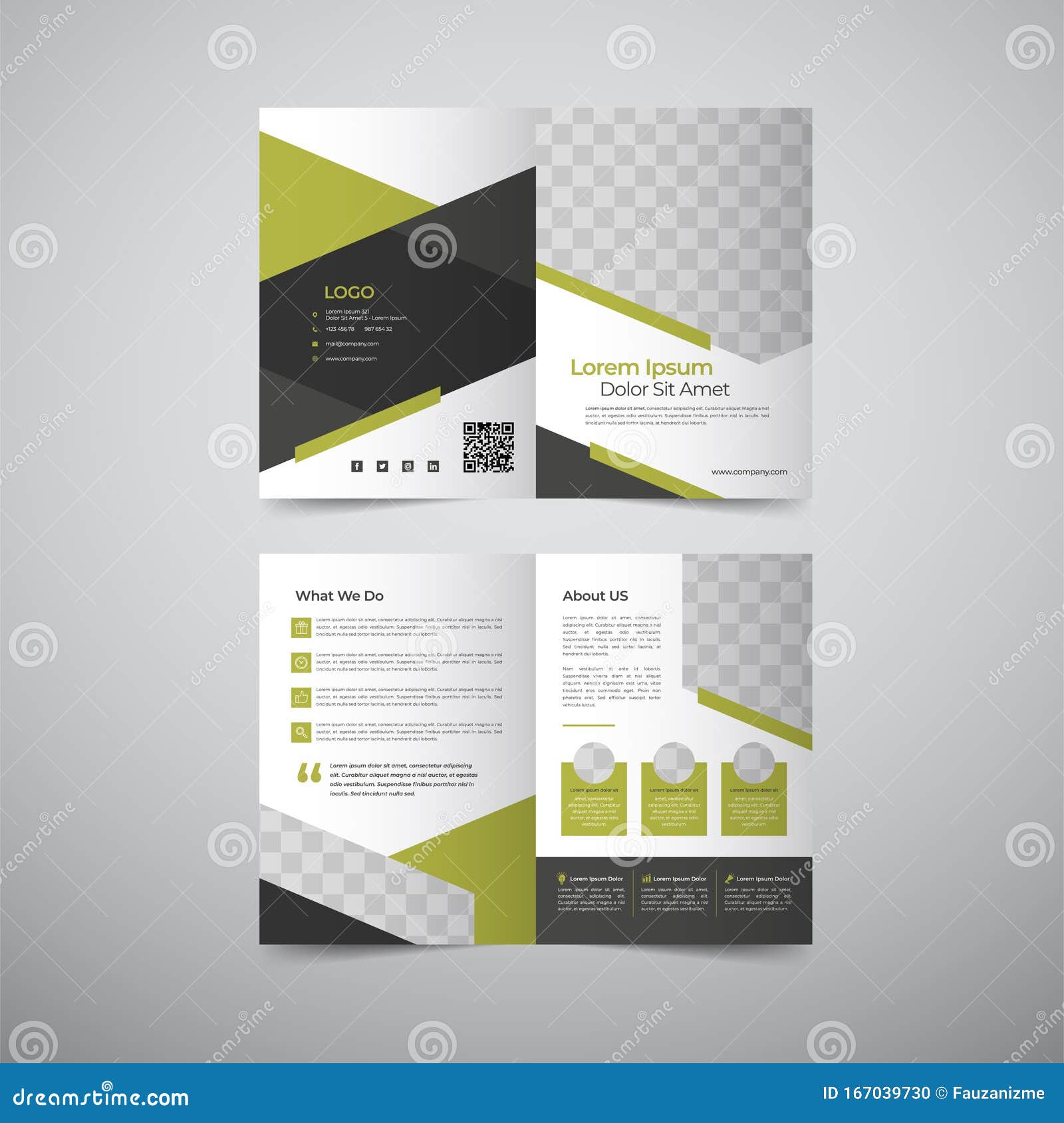 Empty Bifold Brochure Template Design Stock Vector Illustration Of Magazine Inside 167039730