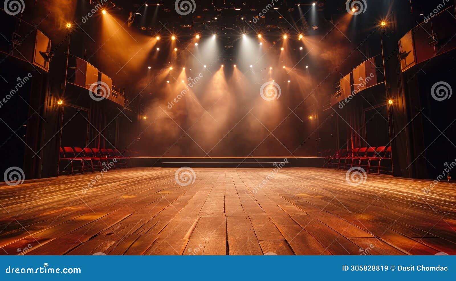 Empty Big Stage with Spotlights. Generative AI Stock Image Image of
