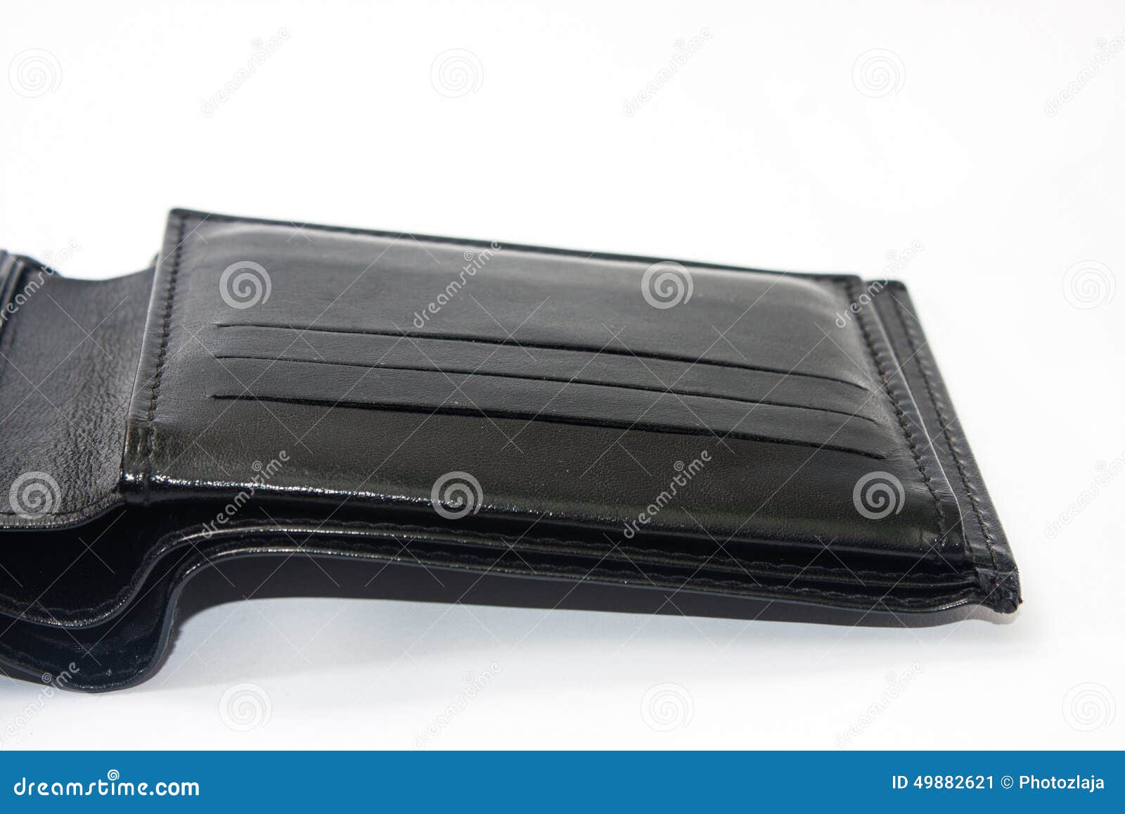 Empty Black Leather Wallet on a White Background Stock Image - Image of ...