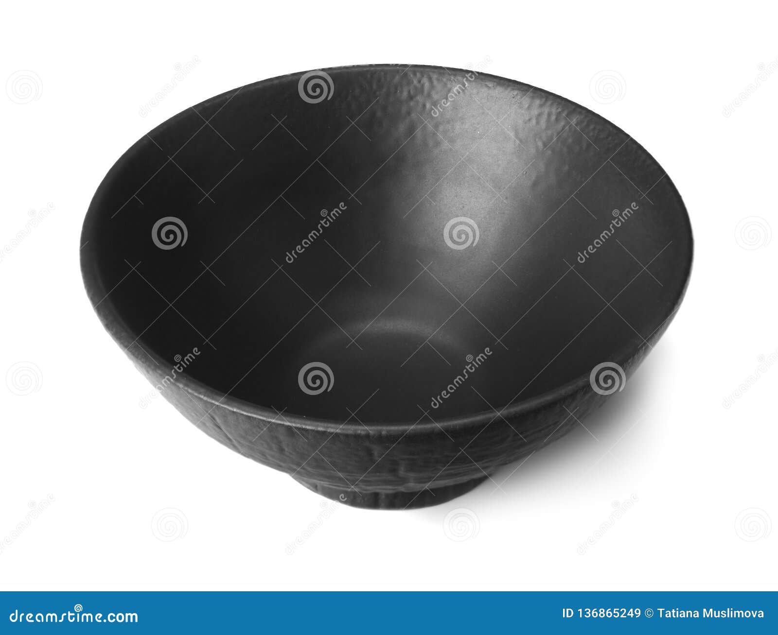 Empty Black Round Bowl Isolated on a White Background Stock Image