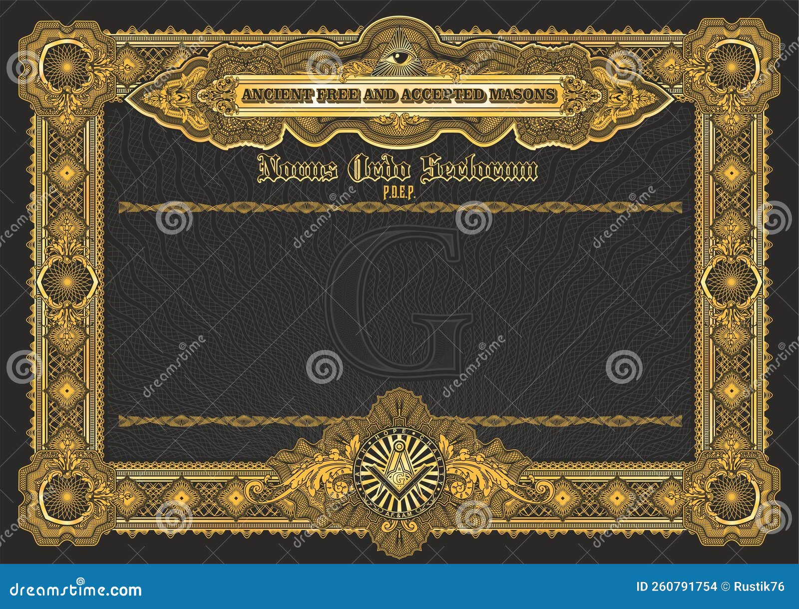 an empty blank for creating certificates, diplomas or other securities and documents. made with a horizontal orientation in the cl