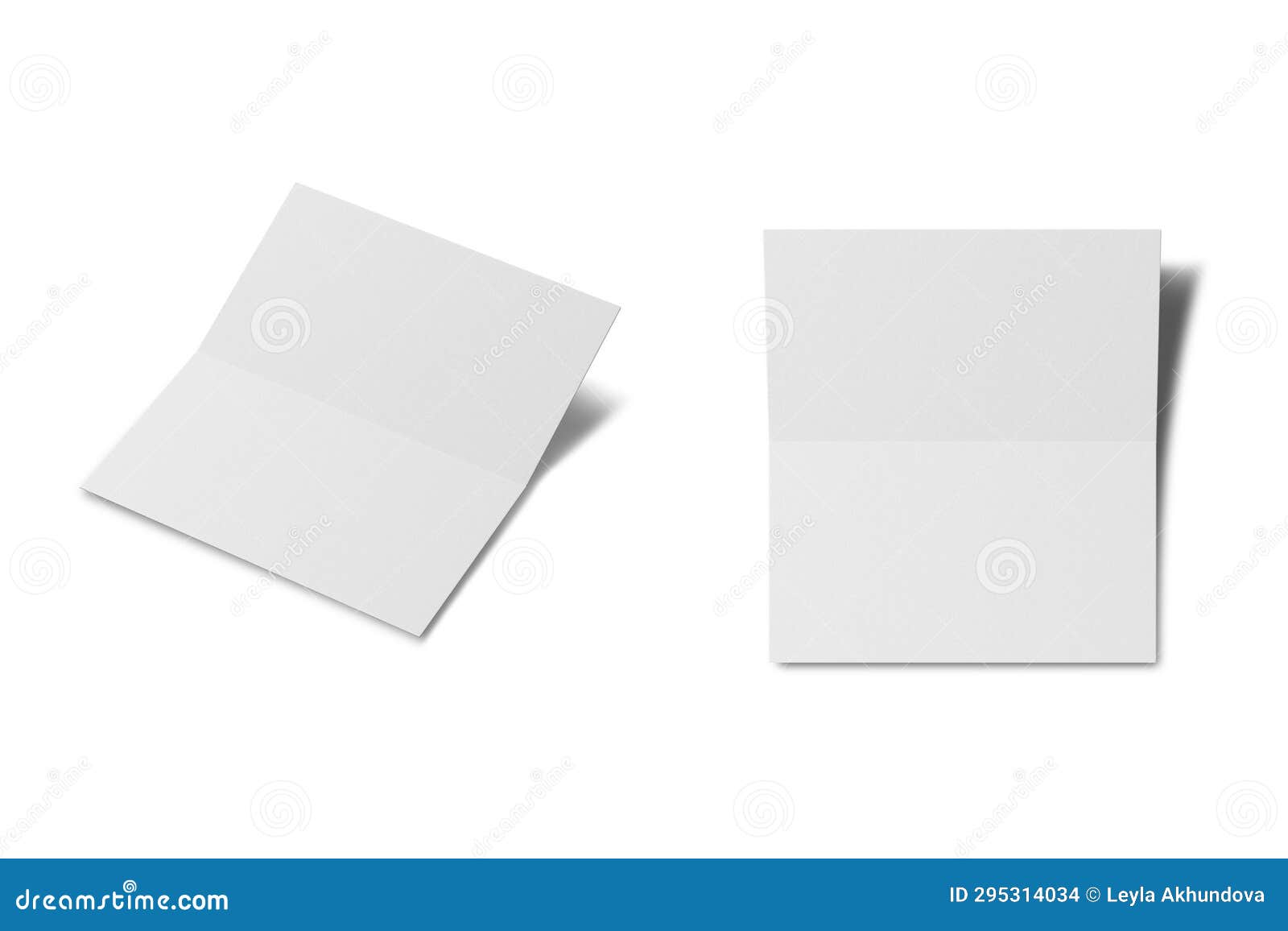 Empty Blank Folded Greeting Card Mockup Isolated on White Background