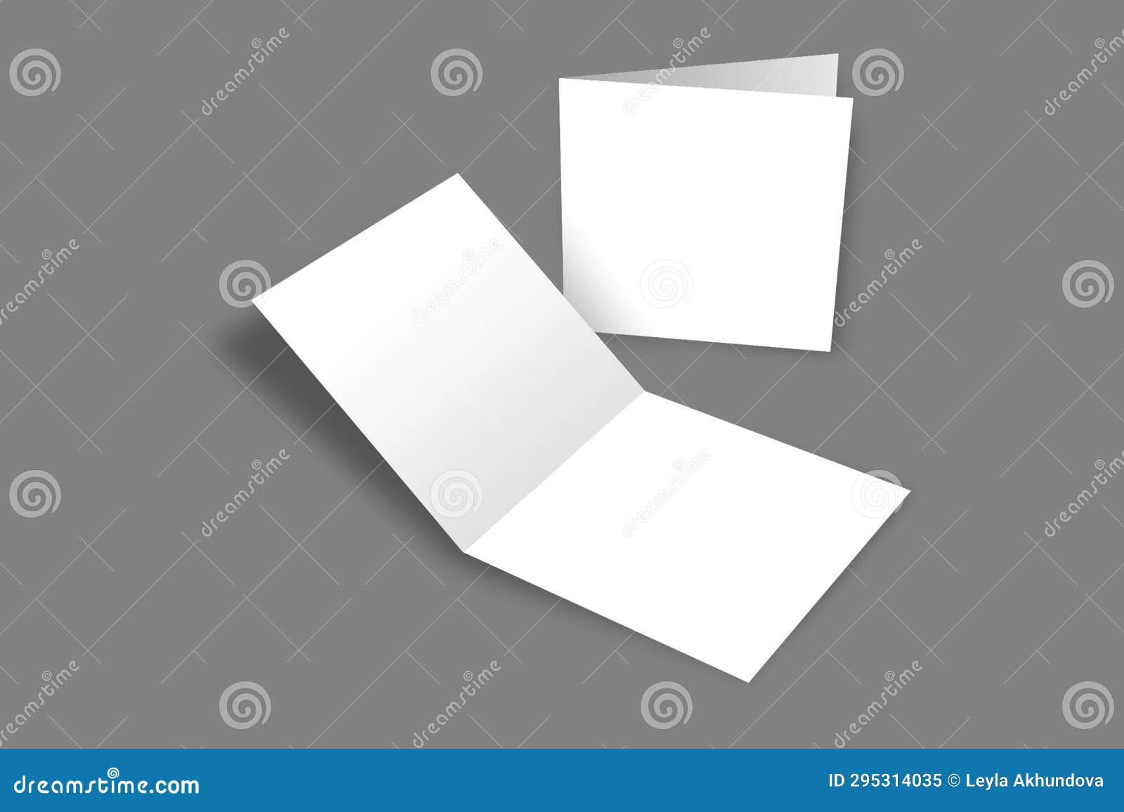 Empty Blank Folded Greeting Card Mockup Isolated on White Background