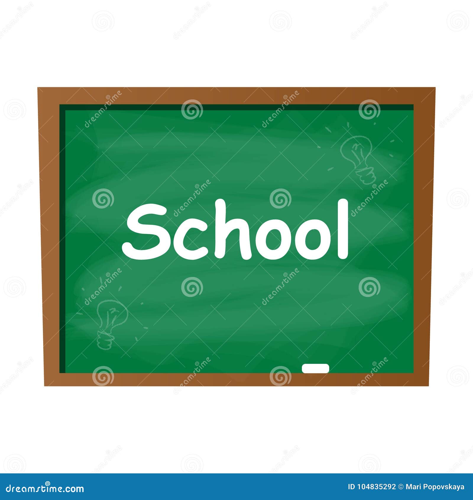 Empty Blank School Green Chalkboard Isolated Stock Vector