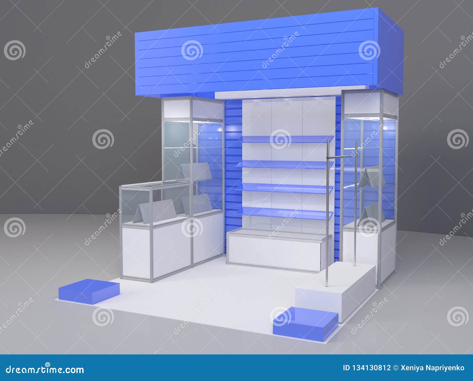 Download Empty Blank Stand Booth Mock Up Template 3d Stock Illustration Illustration Of Bookcase Marketing 134130812 PSD Mockup Templates