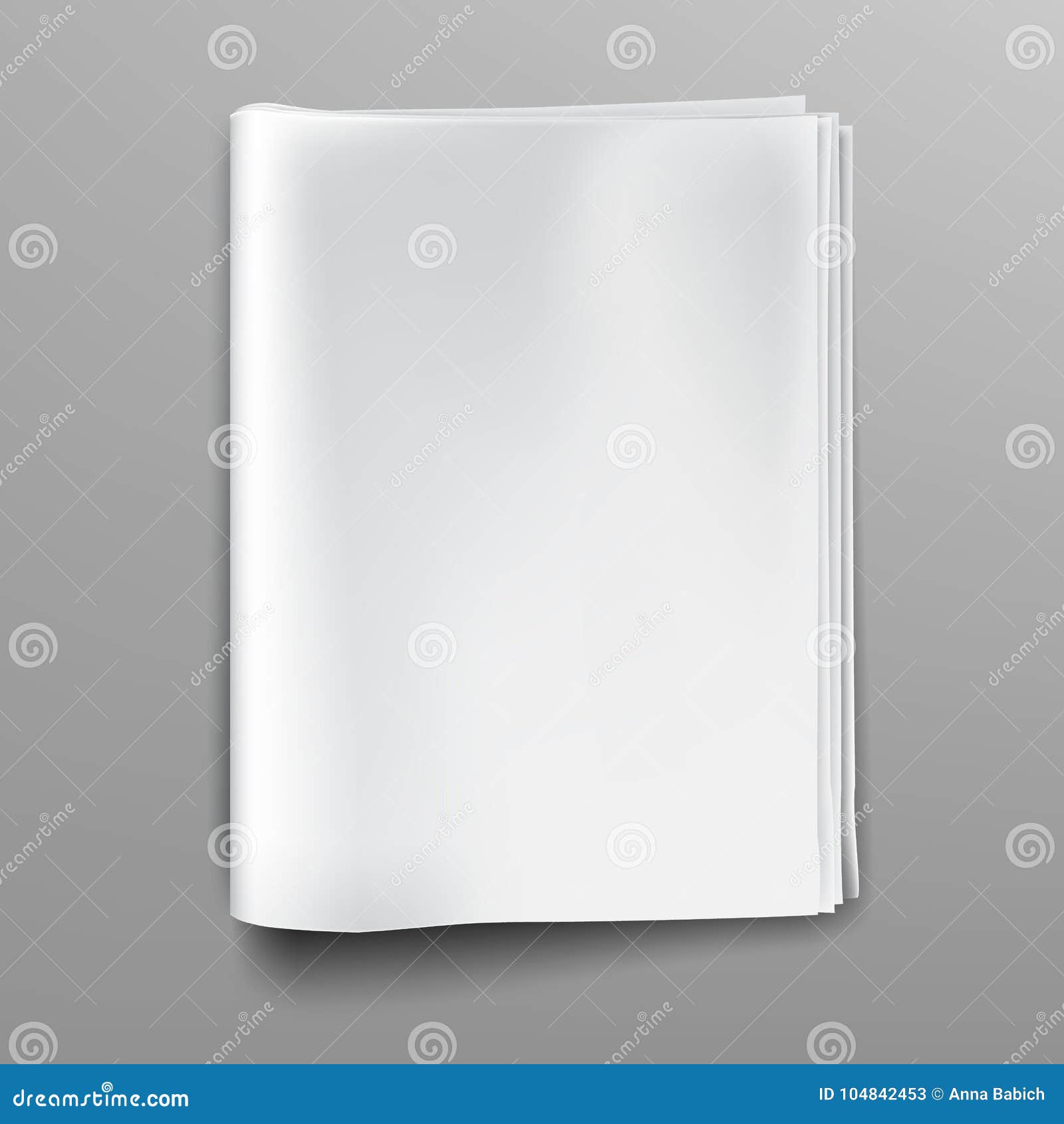 Empty, Blank, White Newspaper Magazine Mockup, Front Page Stock Vector