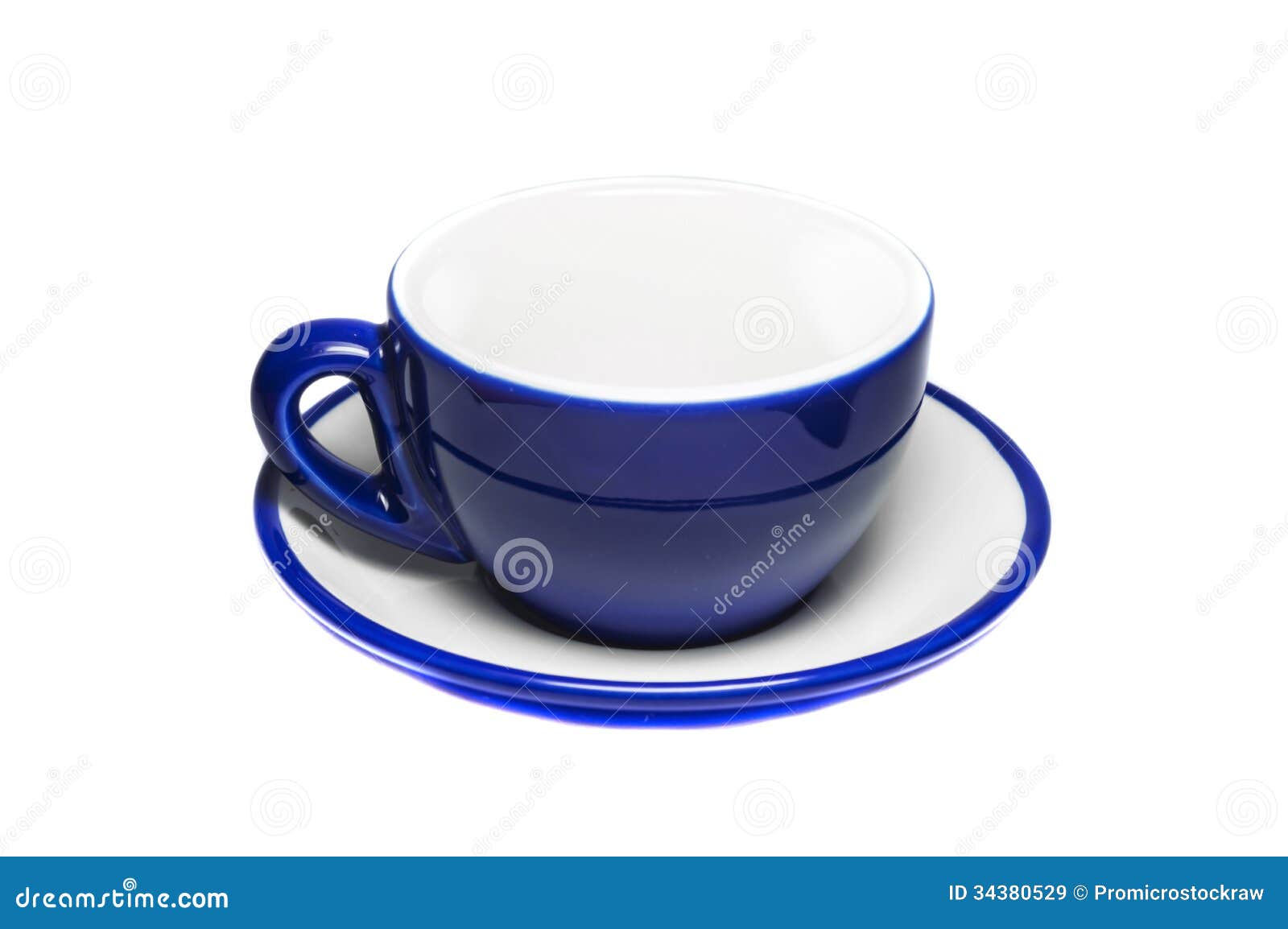 Empty blue cup and plate stock image. Image of liquid 34380529