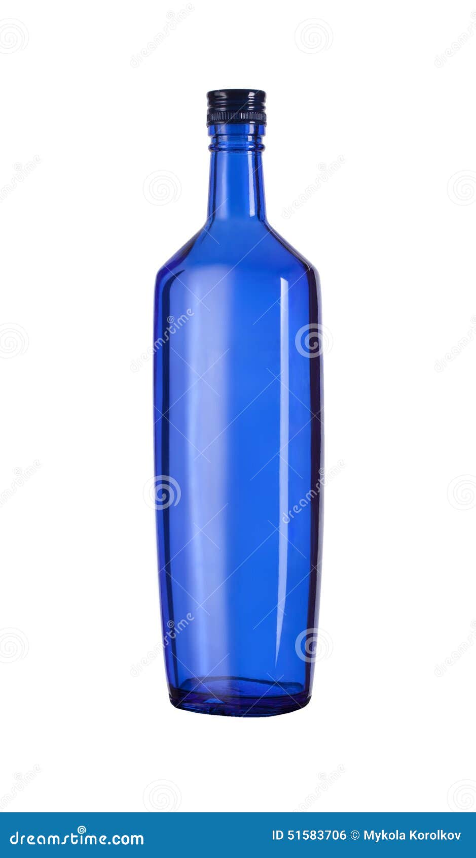 Empty Blue Glass Bottle Wine. Stock Photo Image of beverage, closed 51583706