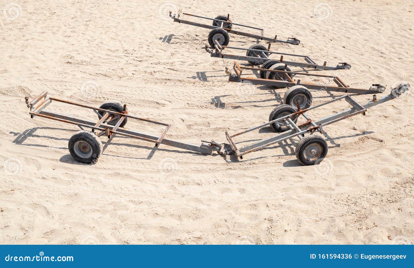 Empty Boat Trailers are on a Beach Stock Photo Image of sand