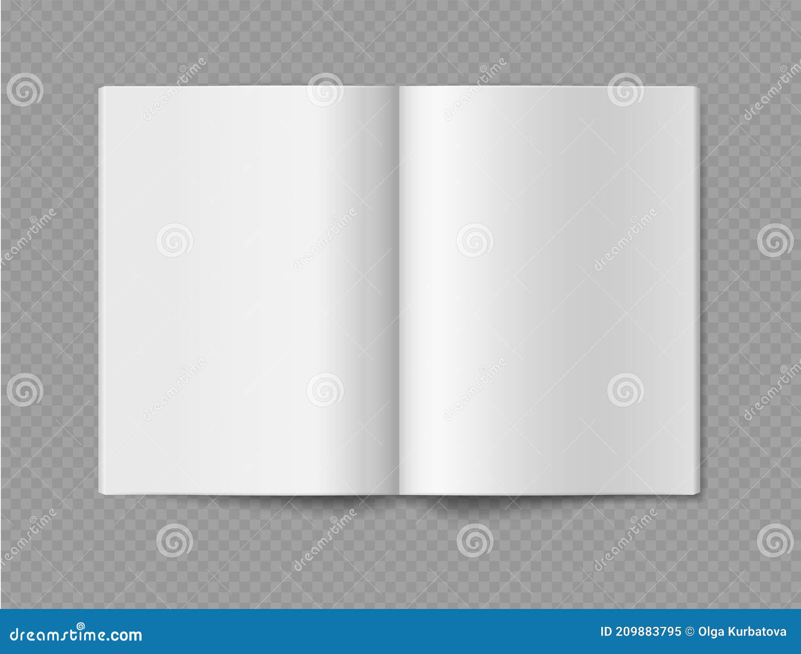 empty book mockup. opened 3d realistic booklet or brochure soft cover, journal or magazine template, blank white paper