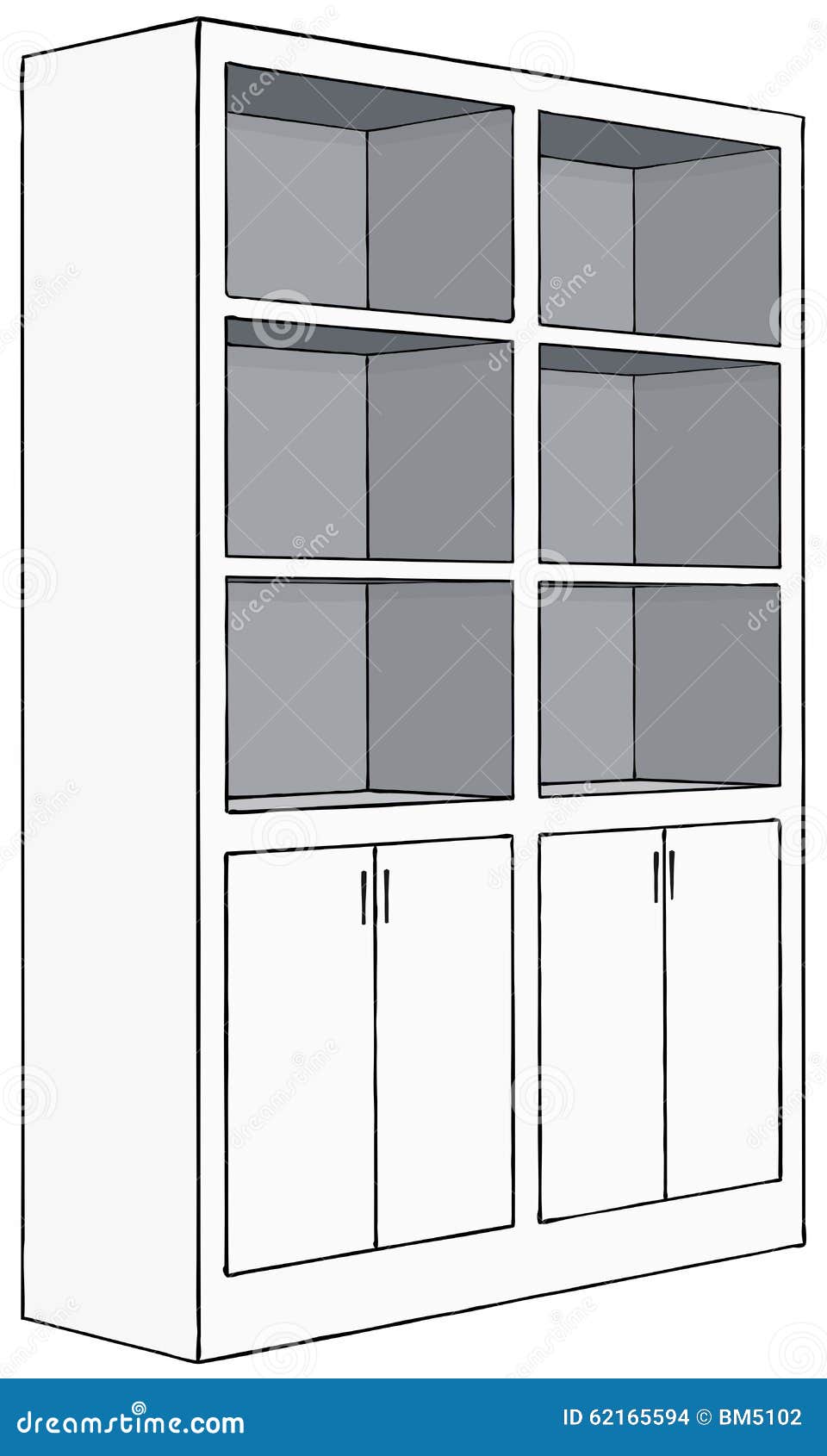 3d Empty Bookcase Isolated On White Stock Illustration