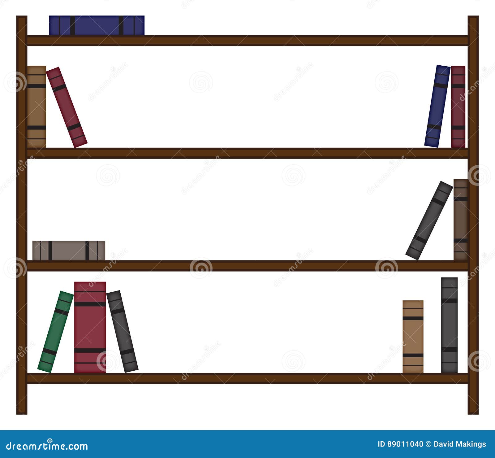 Empty Bookshelf With Few Books Stock Illustration - Illustration of