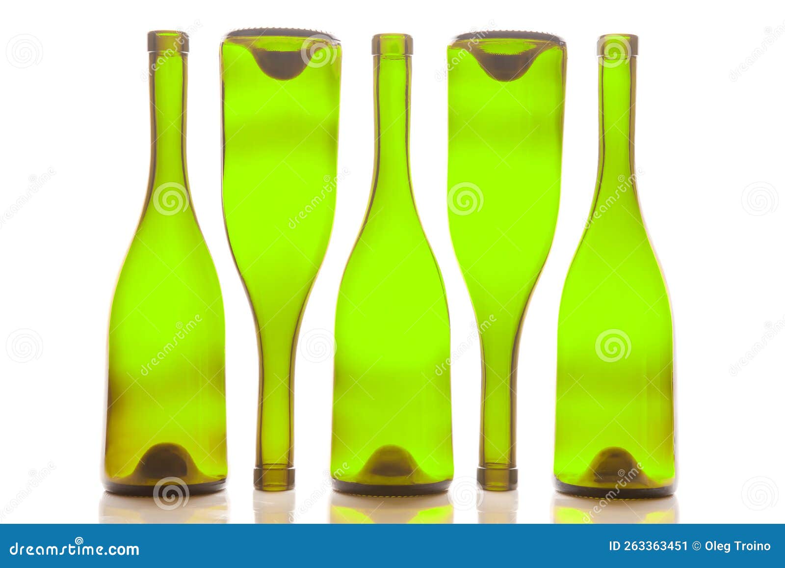 Empty Bottles of Wine on White Background Stock Image Image of