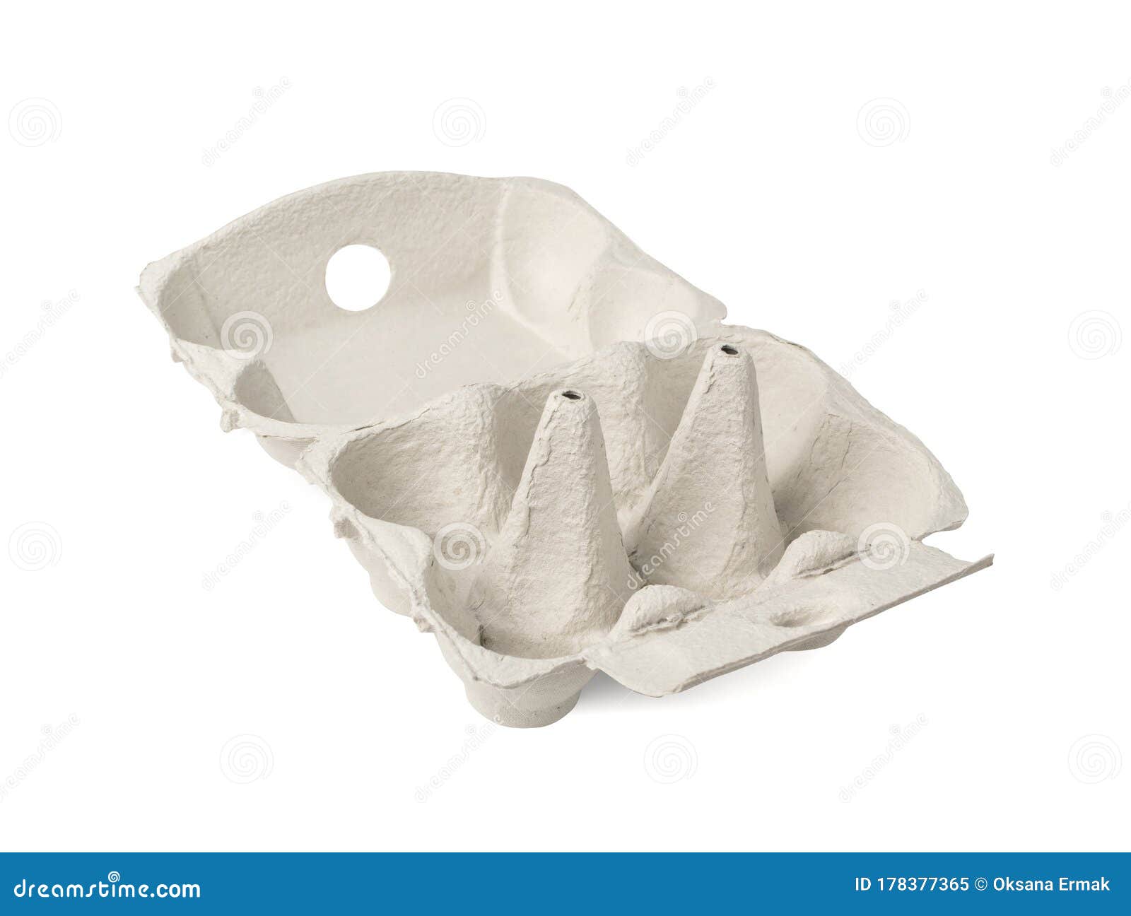 empty box ed for 6 eggs  on white background