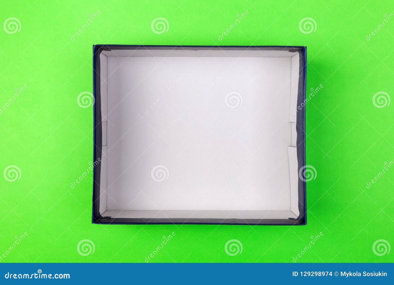 Empty Box for Product on Green Background. Top View Stock Photo Image