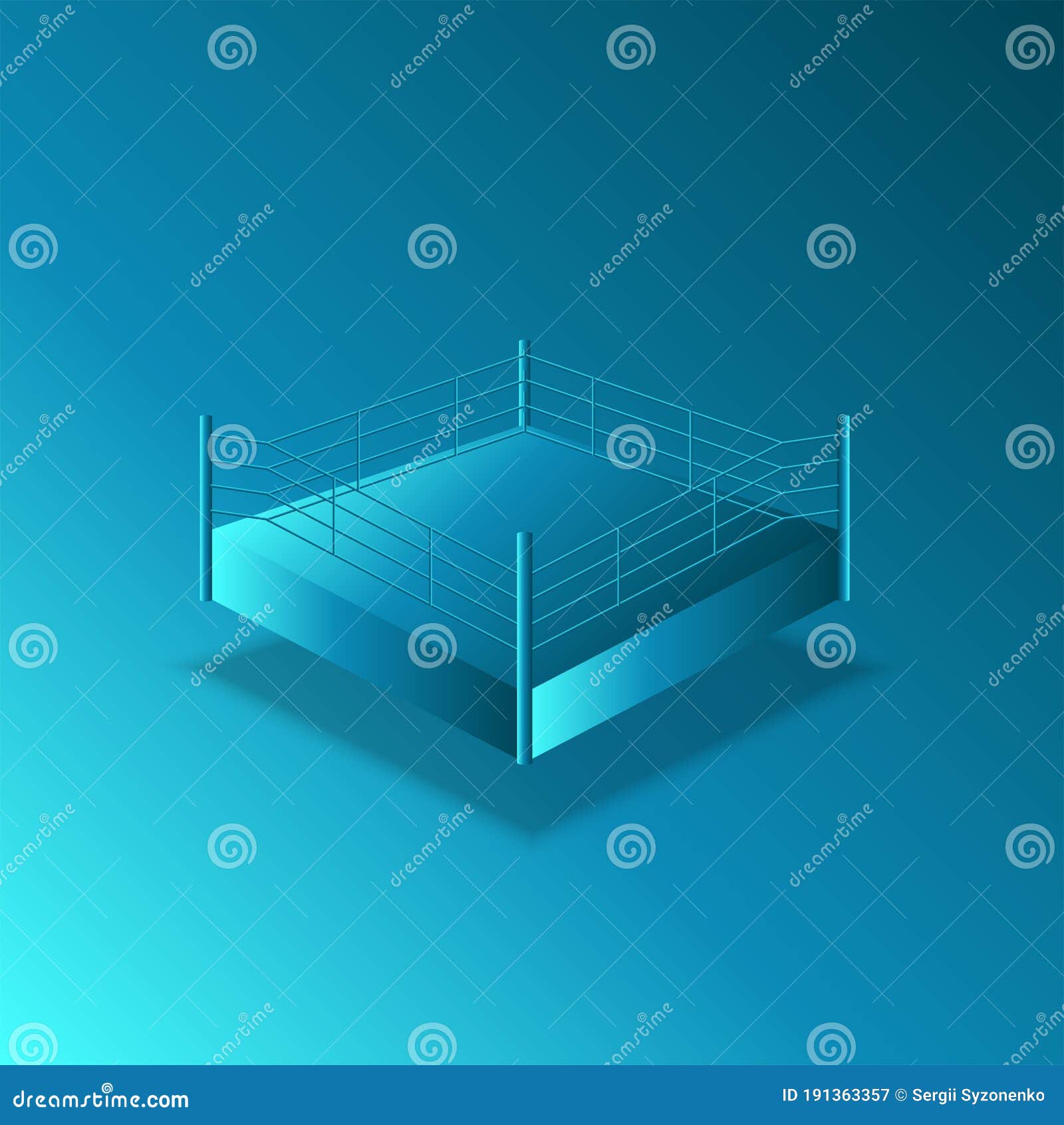 Download Empty Boxing Ring 3d Isometric Model Blue Gradient, Sports Arena Mockup Stock Vector ...