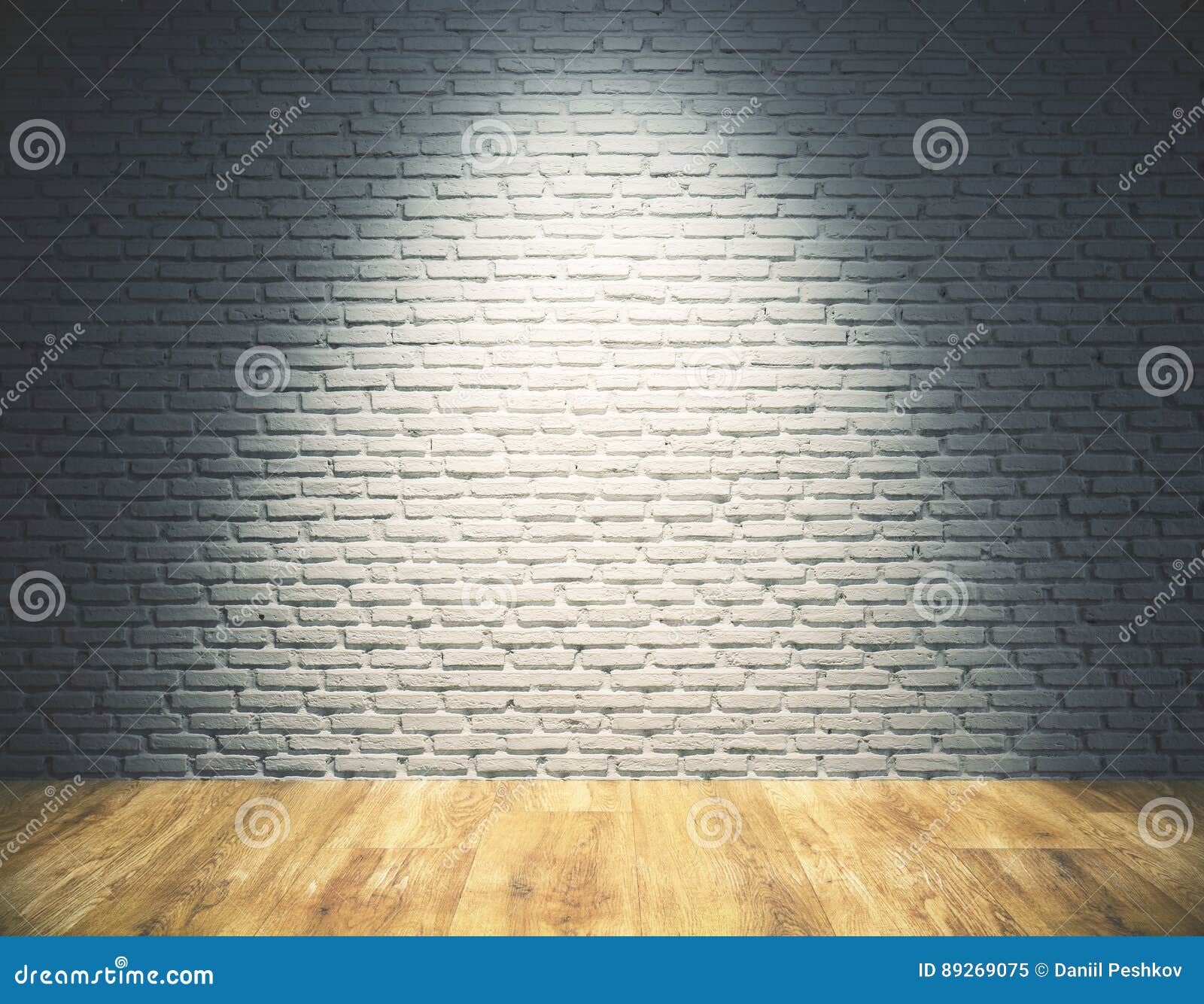 Empty Brick Wall with Spotlight Stock Illustration - Illustration of ...