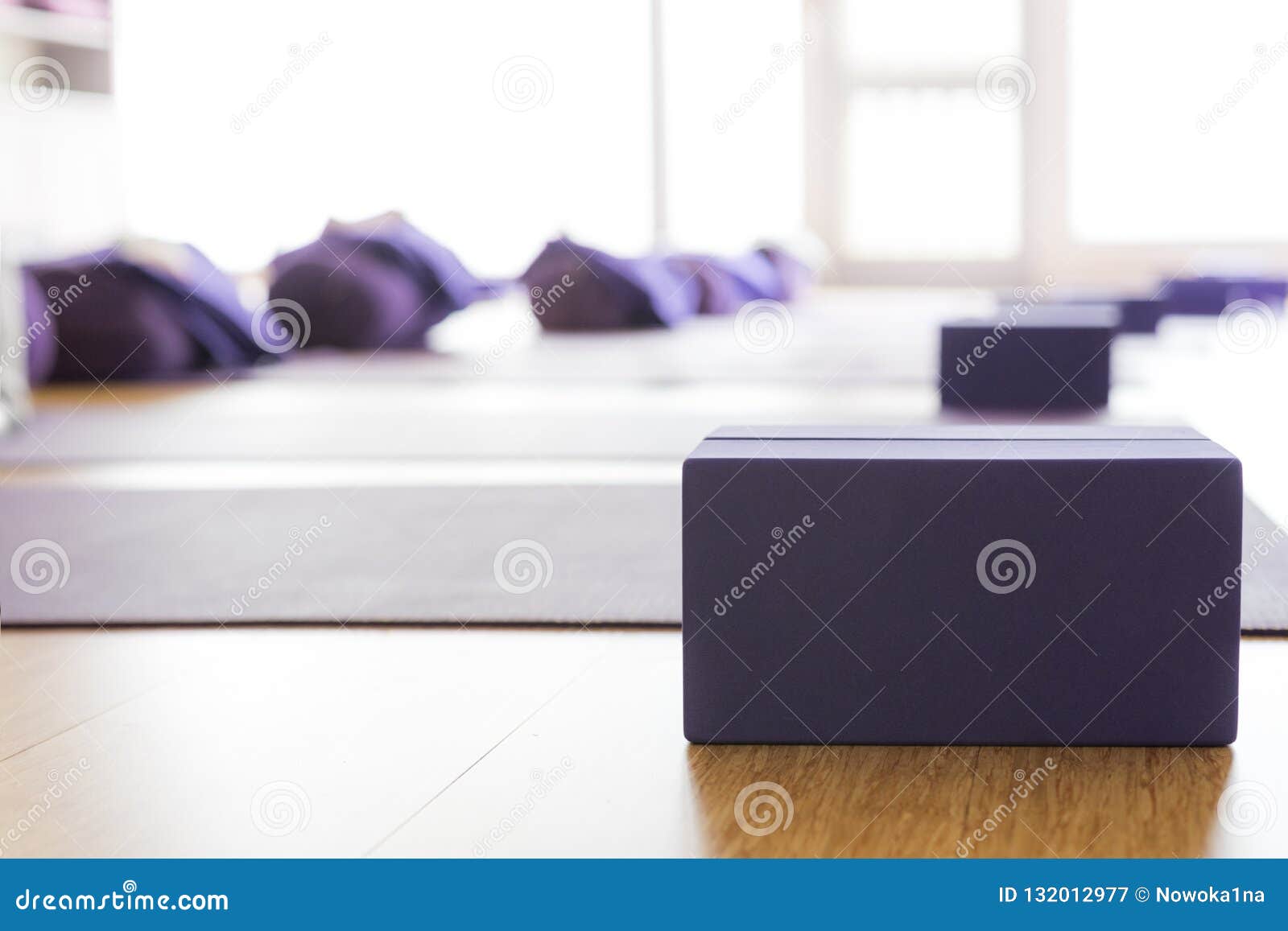 Bright Yoga Studio Mat Foam Block And Wood Stock Image Image