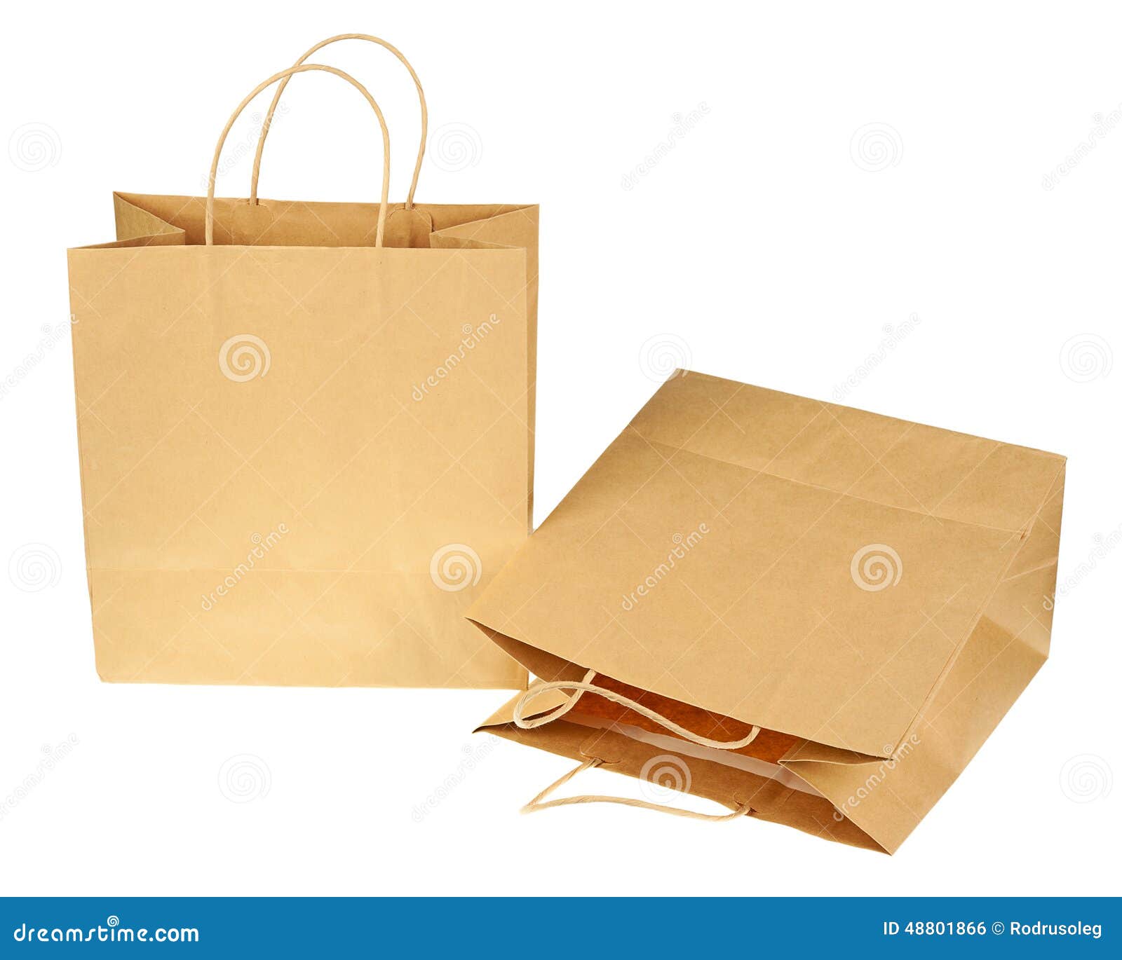 Empty Brown Recycled Paper Shopping Bags Isolated on White Background ...