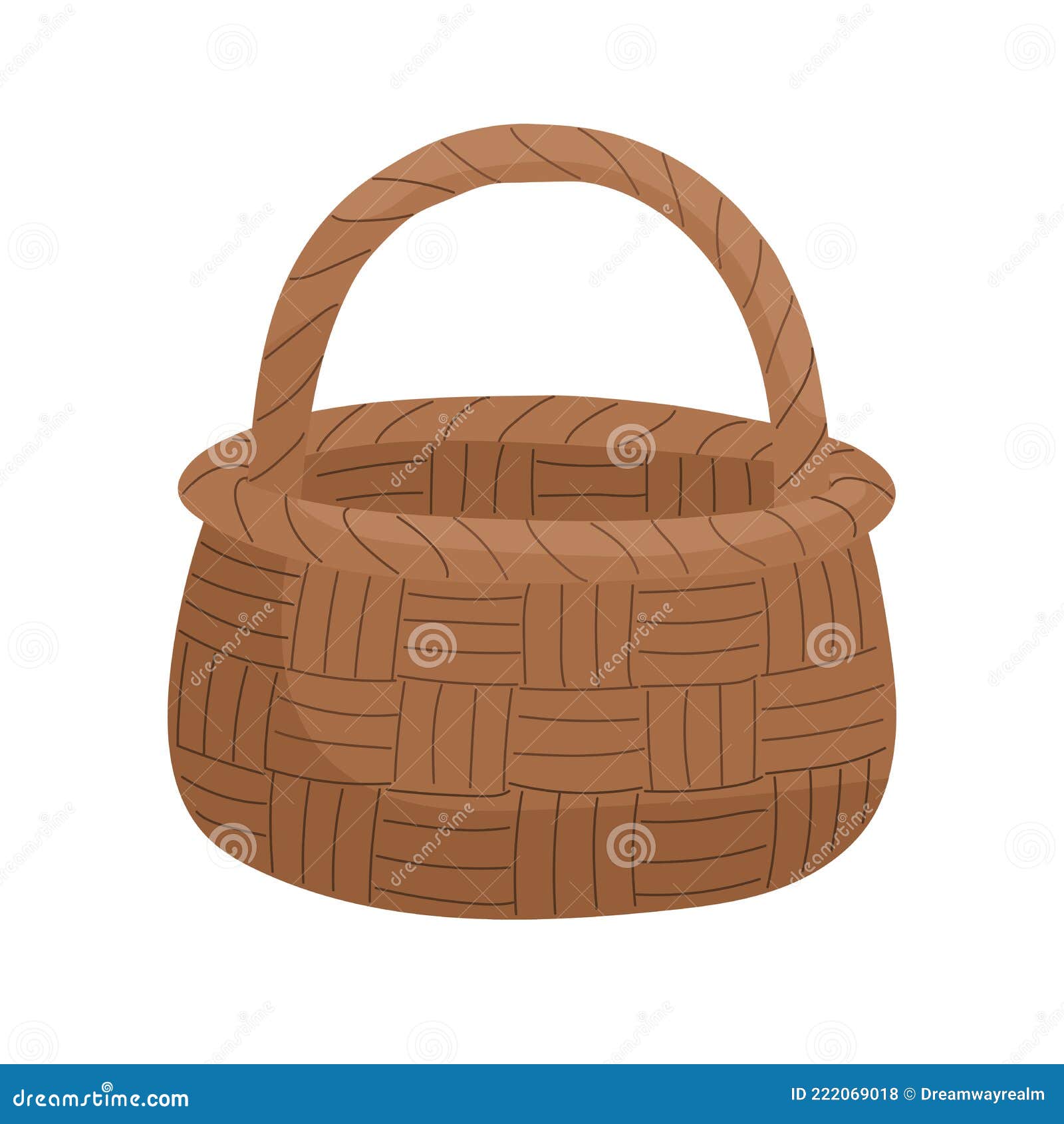 Empty Brown Wicker Basket with Handle in a Simple Cartoon Style Stock  Vector - Illustration of craft, agriculture: 222069018