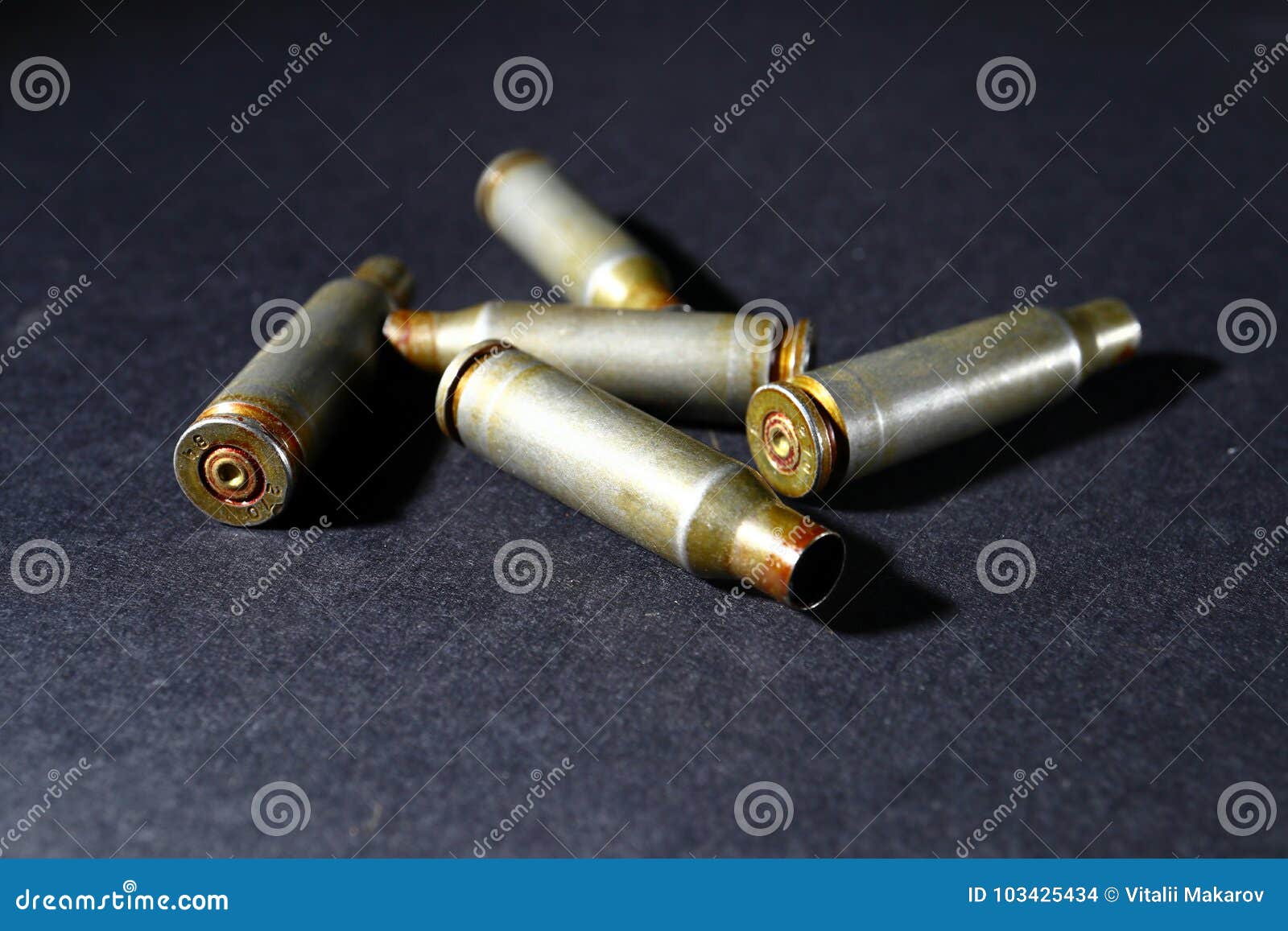 Empty Bullet Shell Casings, on a Black Background, Smoke Stock Photo -  Image of brass, 45mm: 103425434