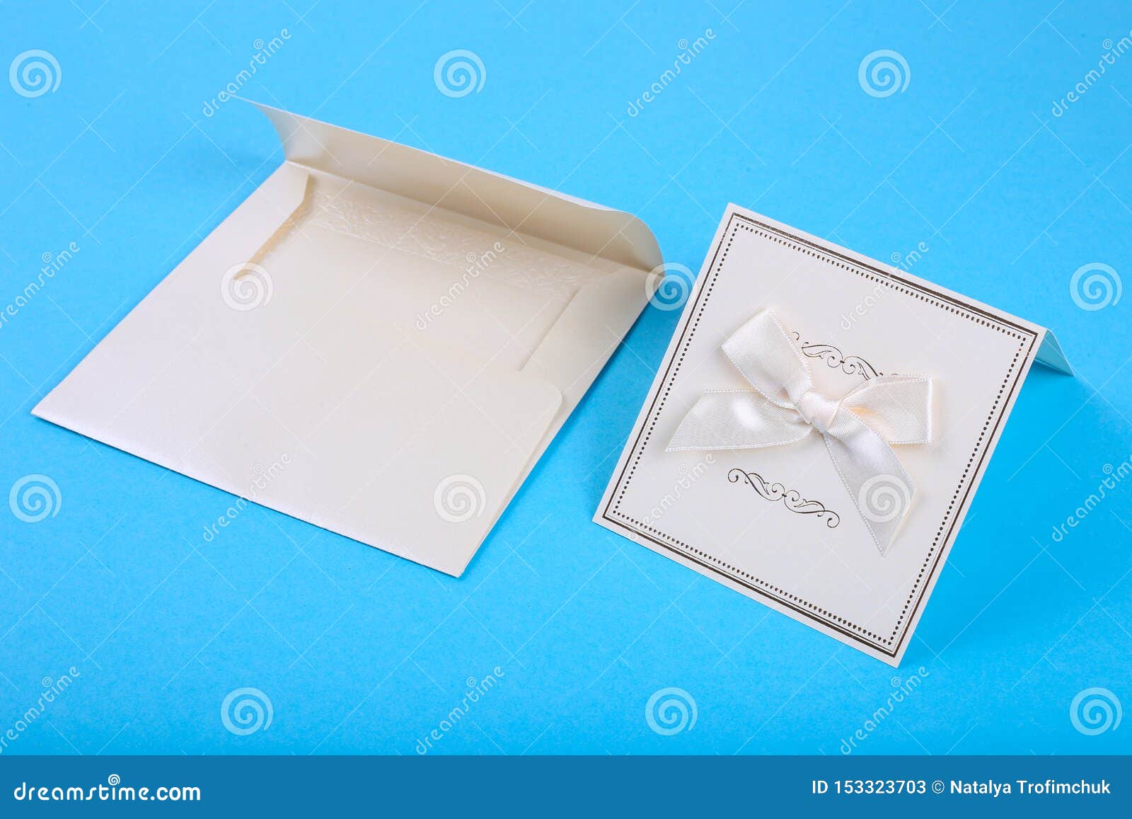 Download Empty Card In Blue Envelope On Blue Background Holiday And Invitation Mockup Stock Image Image Of Message Invitation 153323703