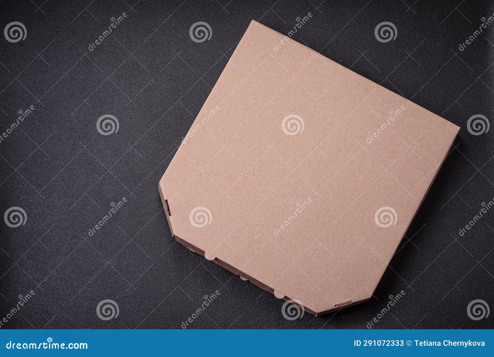Empty Cardboard Rectangular Brown Box for Delivery of Delicious Pizza