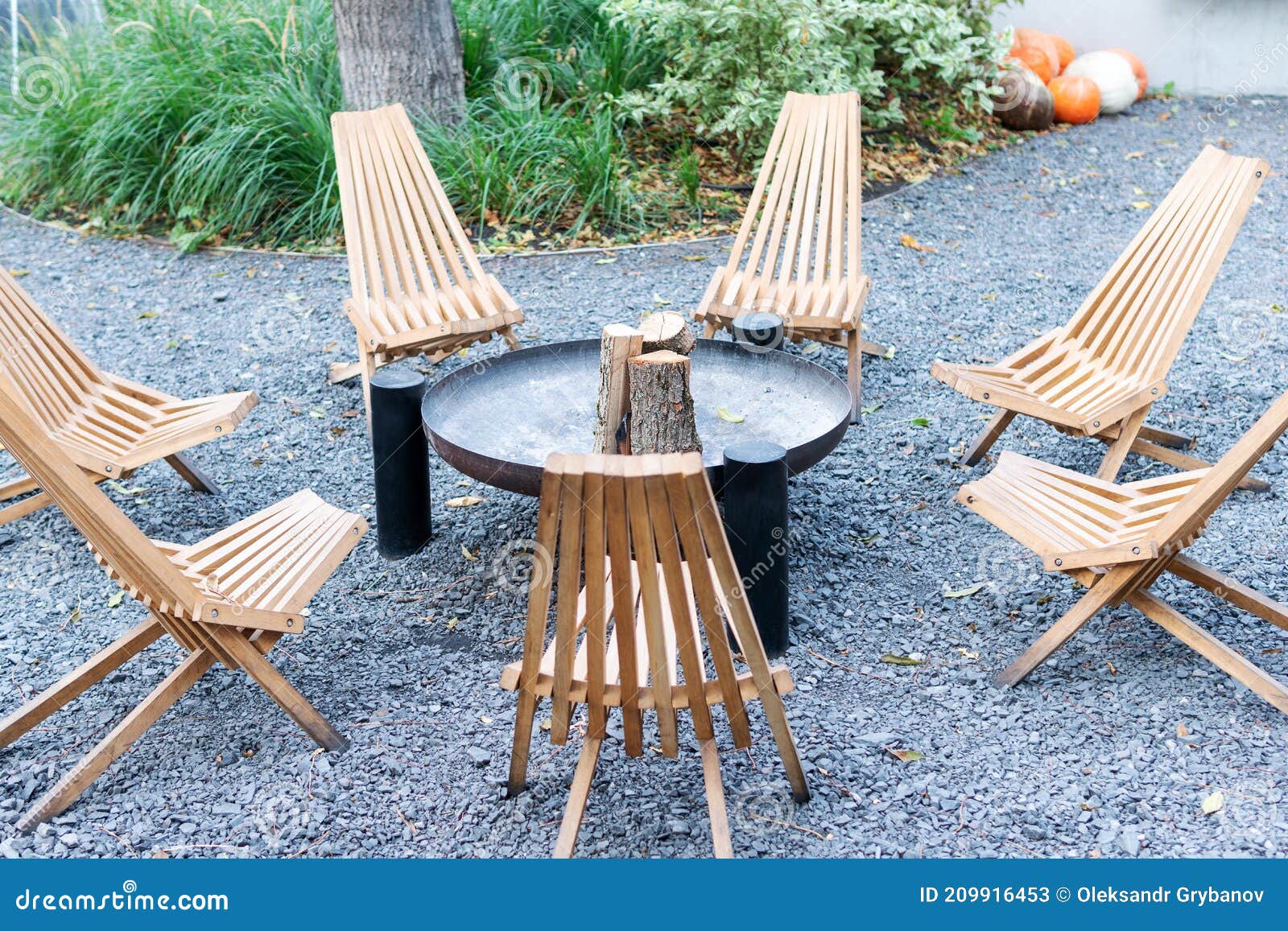 Empty Chairs Around the Fireplace Stock Image Image of park, empty