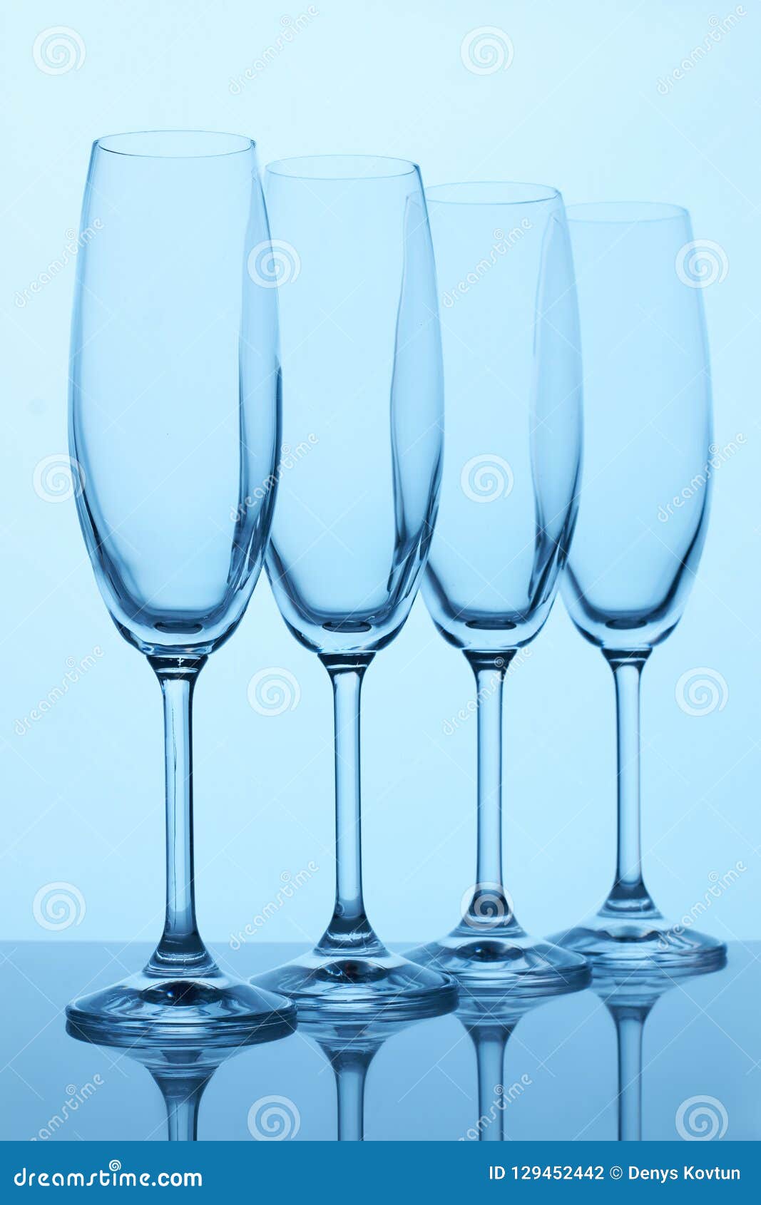 Empty Champagne Flutes in Crystal Cups. Stock Photo Image of