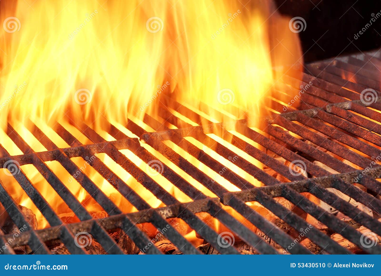 Empty Charcoal Grill with Flames of Fire Stock Photo Image of cooking