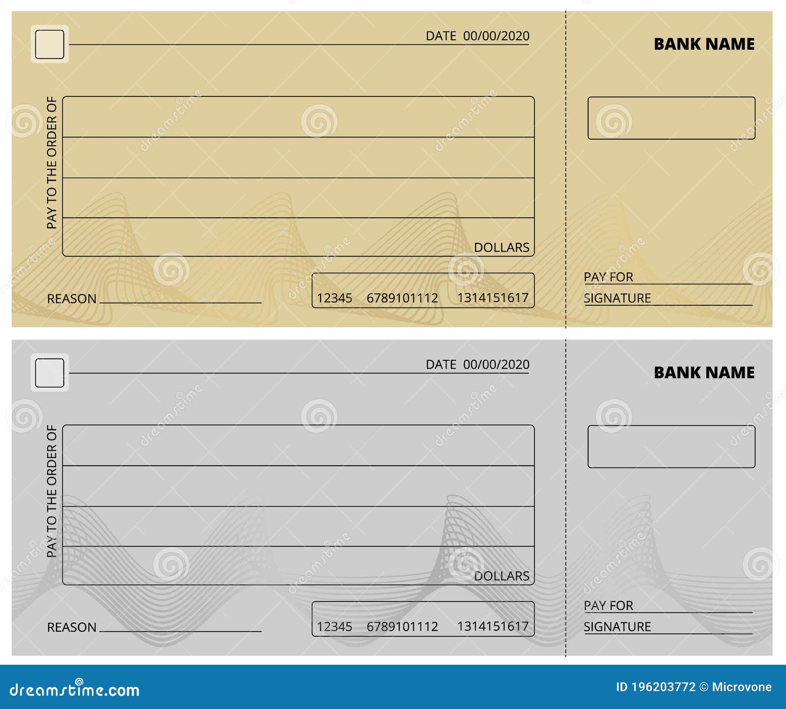 Empty Check Template. Business Cheque Book Design. Bank Checking With Blank Business Check Template