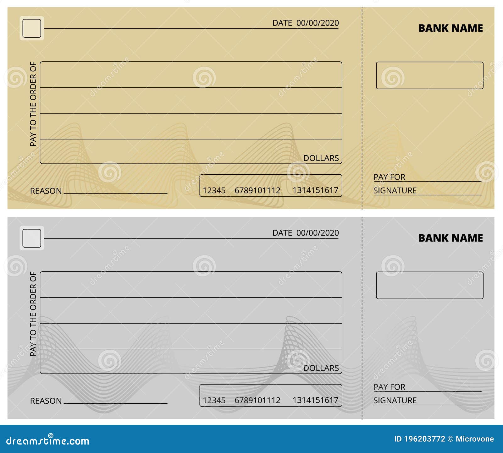 Empty Check Template. Business Cheque Book Design Stock Vector ...