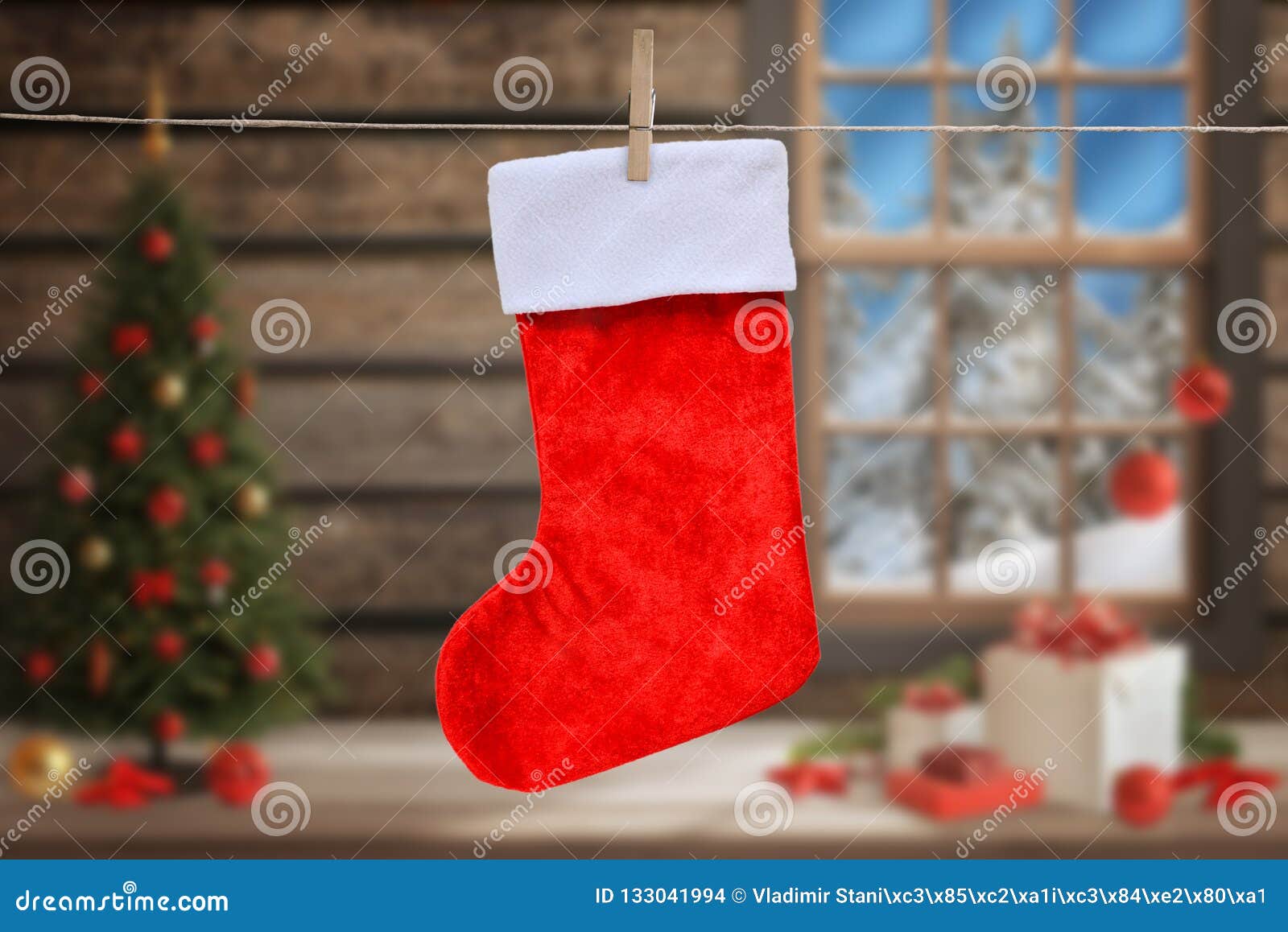 Download Empty Christmas Sock For Mockup, Greeting Text Stock Photo - Image of christmas, hang: 133041994