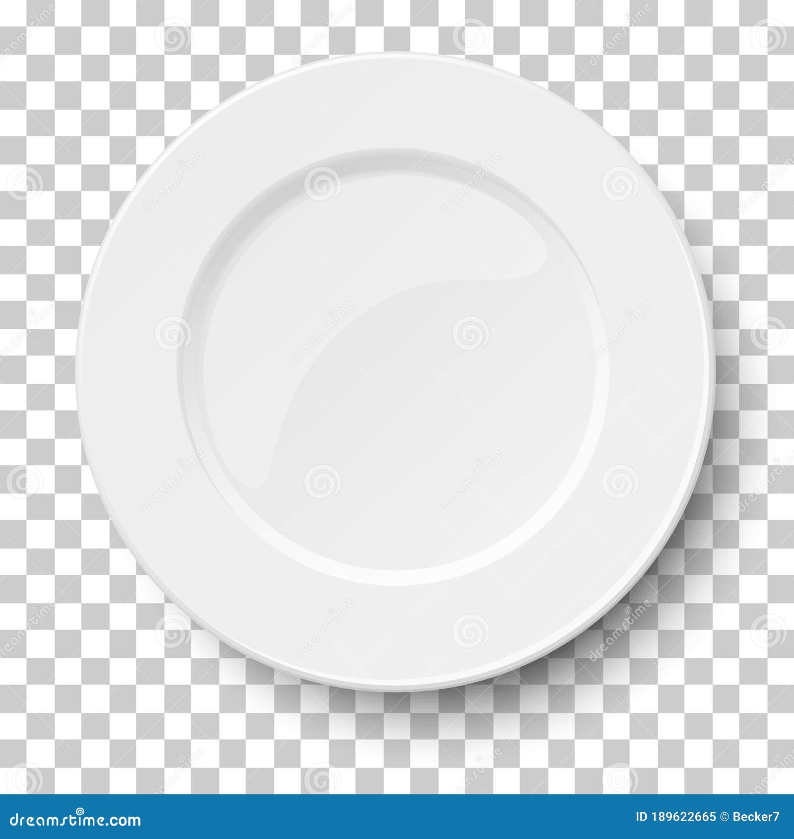 Vector Empty Classic White Plate Isolated on Transparent Background