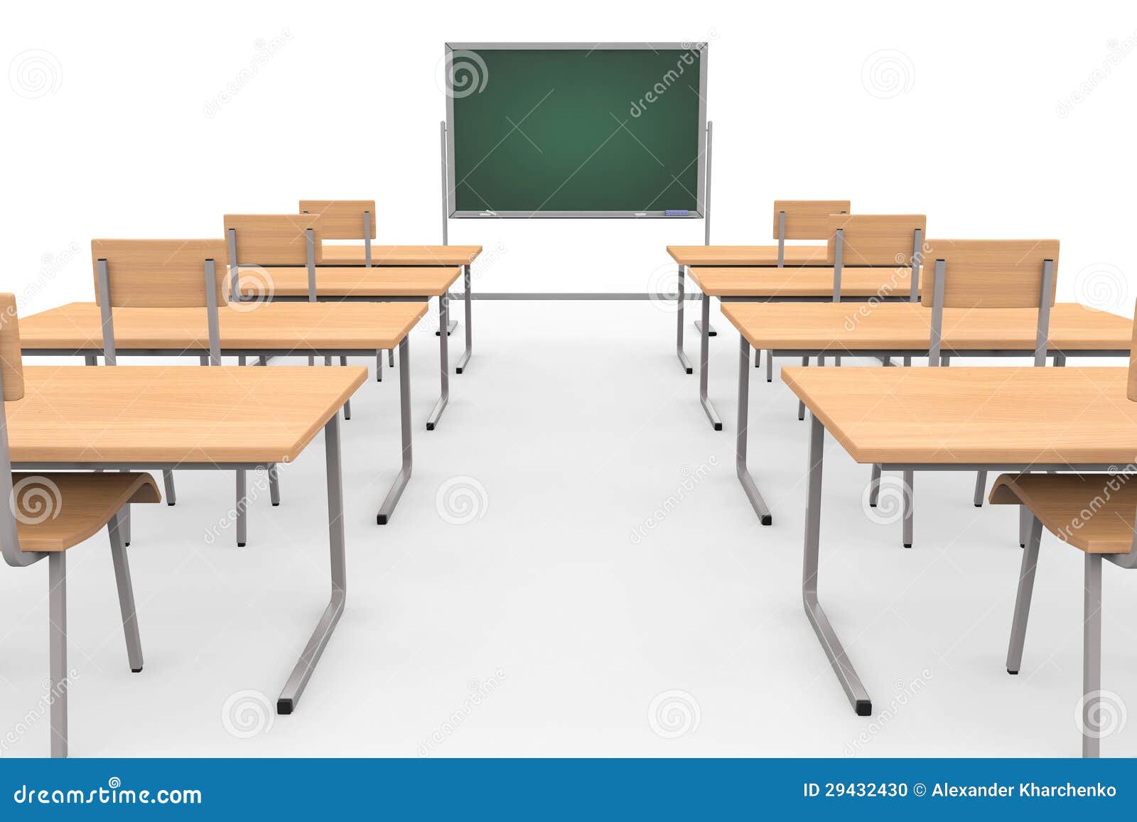 empty classroom blackboard desks 29432430