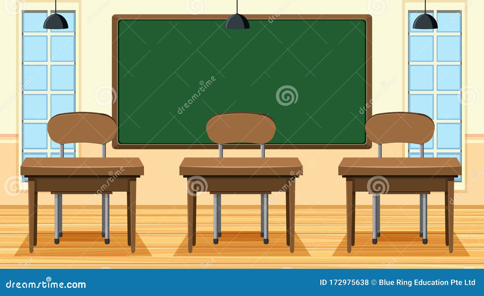 Empty Classroom with Board and Desks Stock Vector - Illustration of  classroom, frame: 172975638