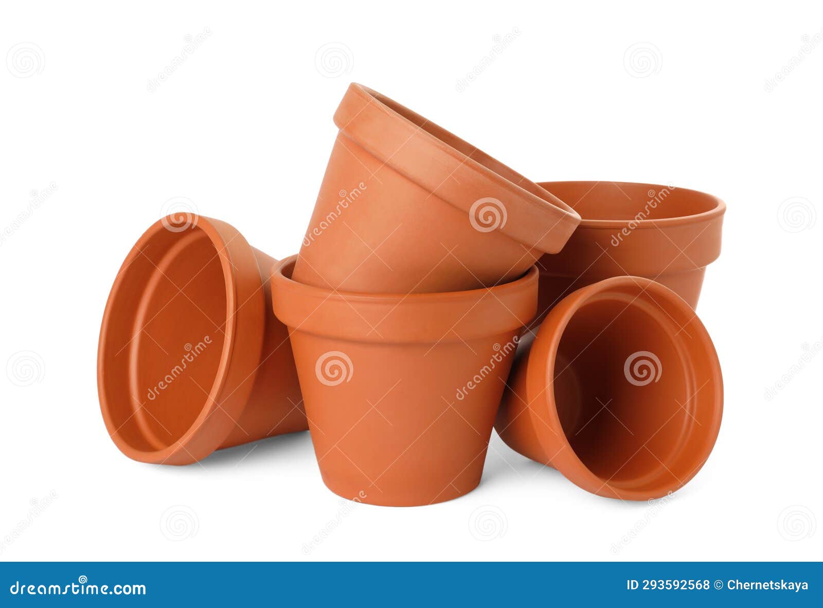 Empty Clay Flower Pots Isolated on White Stock Photo Image of