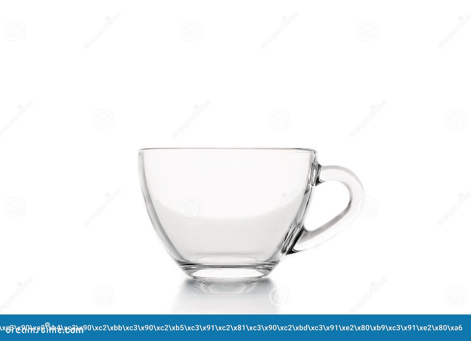 Empty Clear Glass Tea Cup, Isolated on White Background Stock Photo