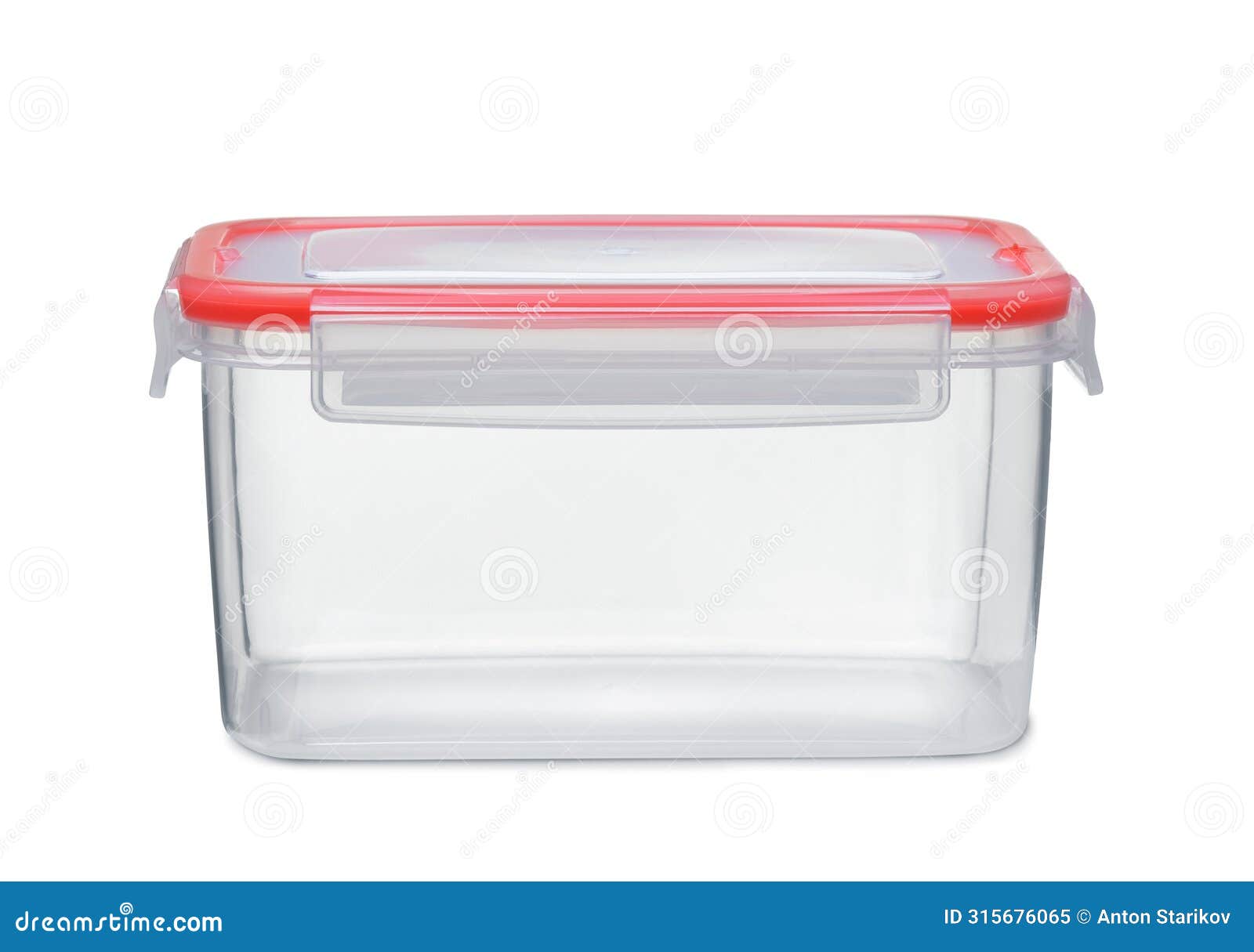 empty clear reusable plastic storage container