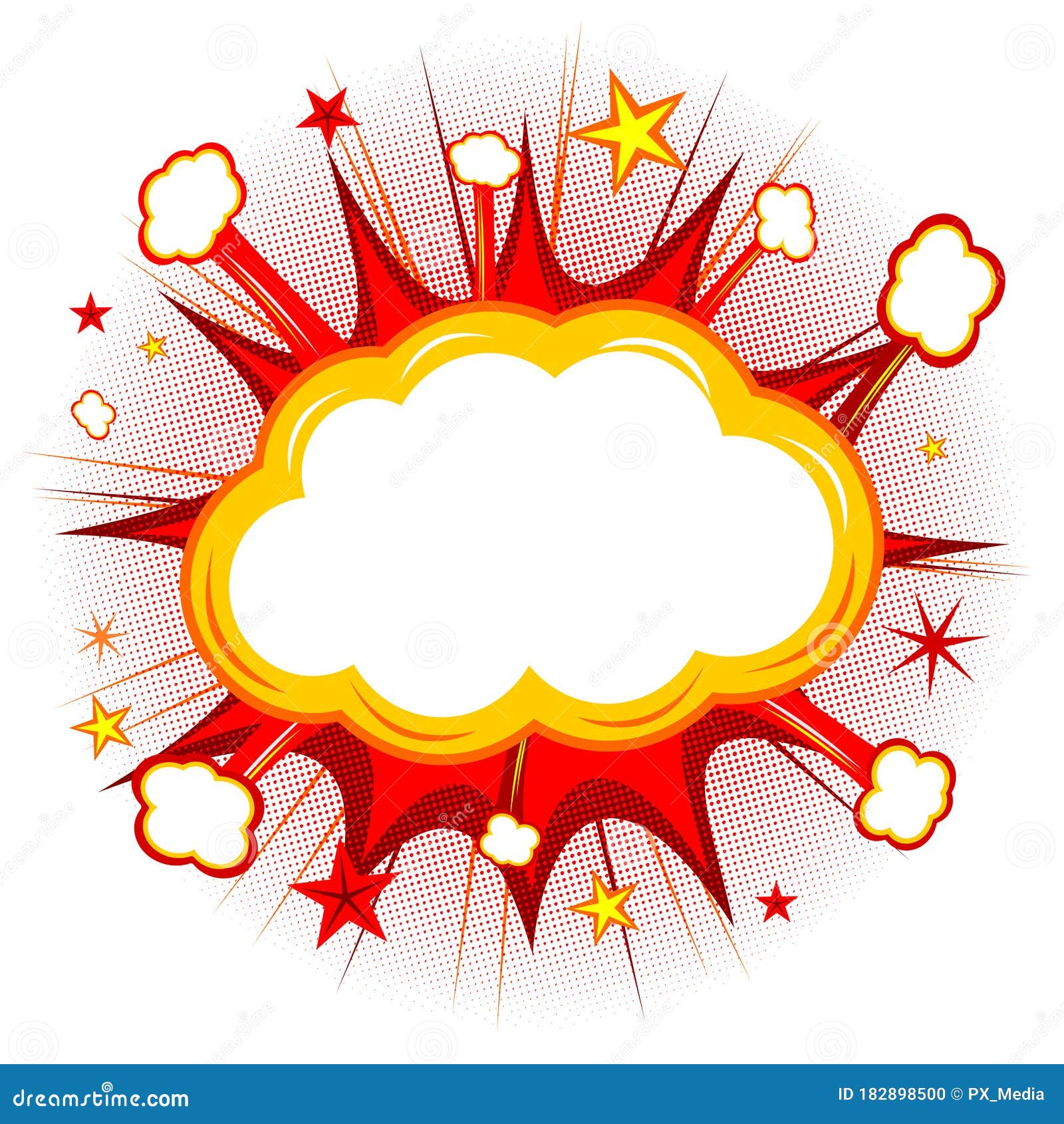 Empty Cloud Illustration - Red Explosion, White Background Stock ...