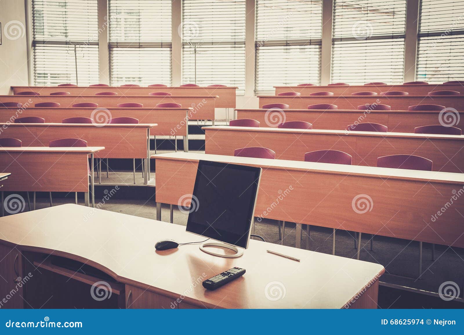 an empty college lecture hall in university.