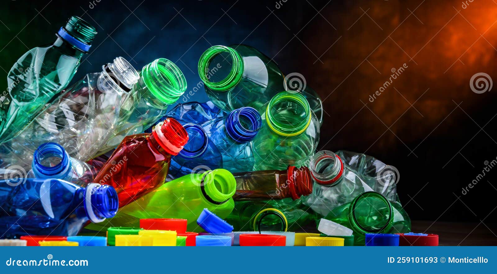 Empty Colored Drink Bottles. Recyclable Plastic Waste Stock Image Image of cleaning, bottle