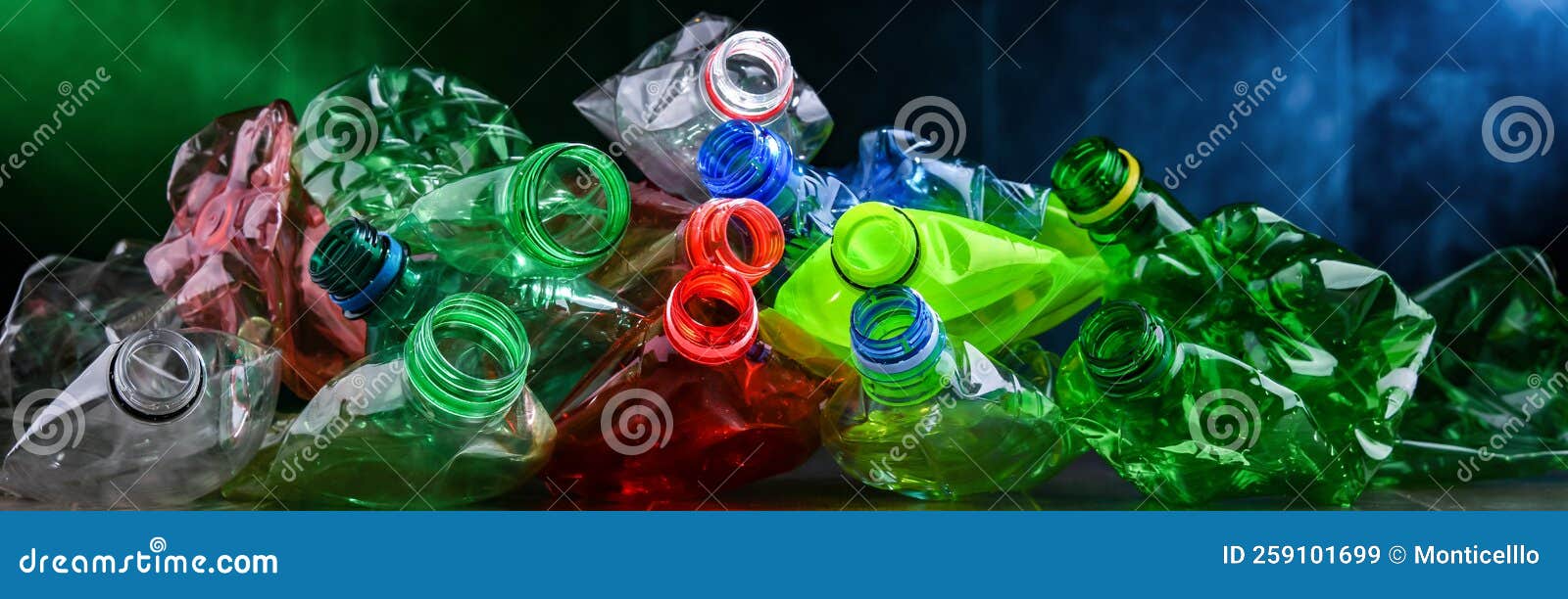Empty Colored Drink Bottles. Recyclable Plastic Waste Stock Image