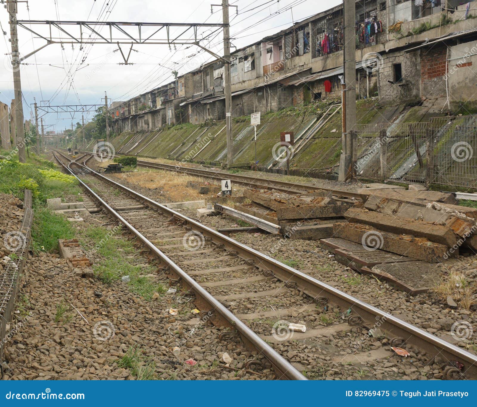 empty commuter line railway photo taken in bogor indonesia