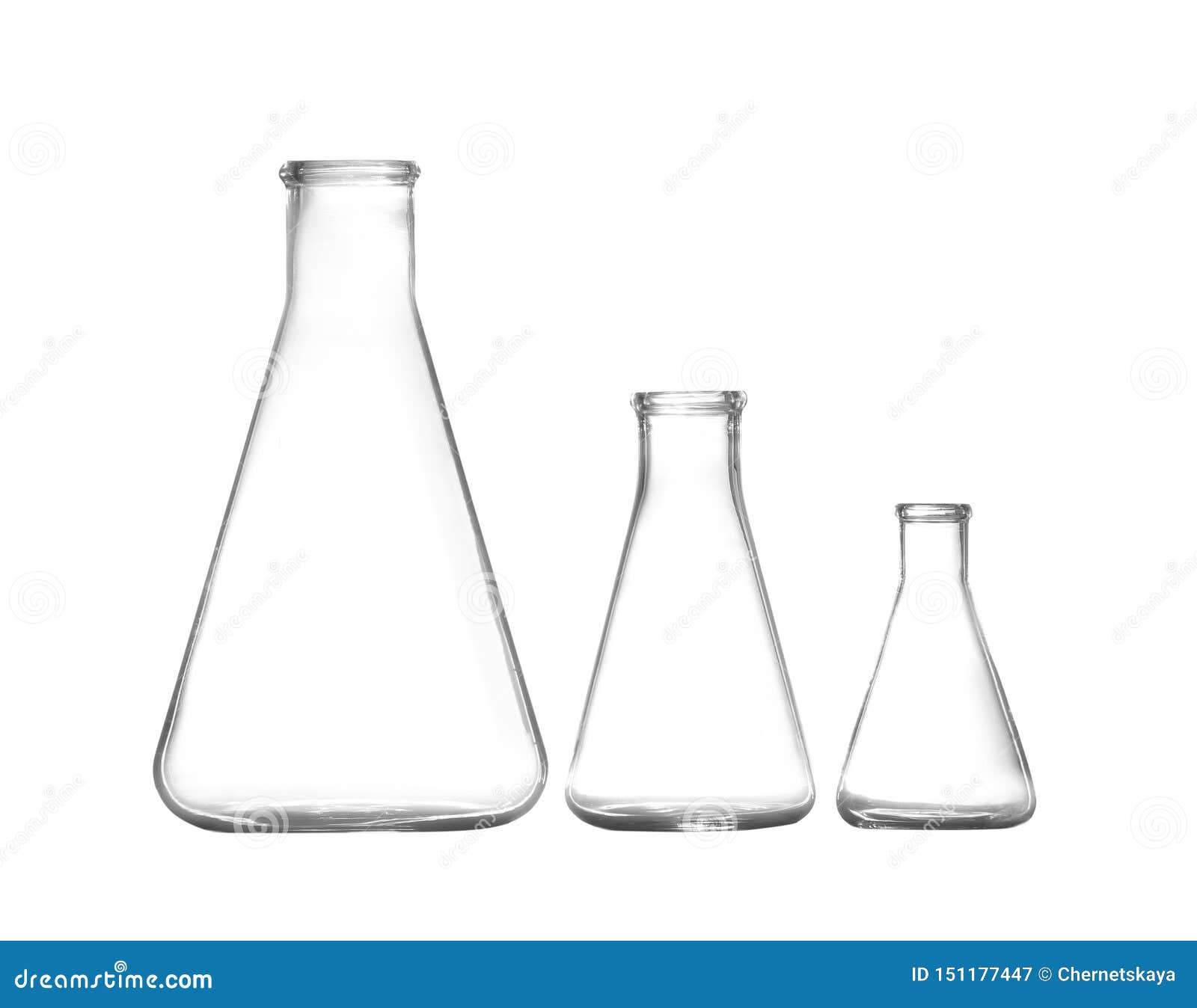 Empty Conical Flasks on White. Chemistry Glassware Stock Image Image