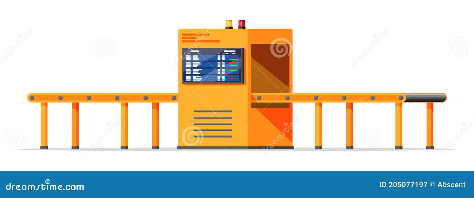Empty Conveyor Belt Machine Isolated on White. Stock Vector - Illustration of design, automatic: 205077197 Empty Conveyor Belt Machine Isolated on White. Stock Vector - Illustration of design, automatic: 205077197