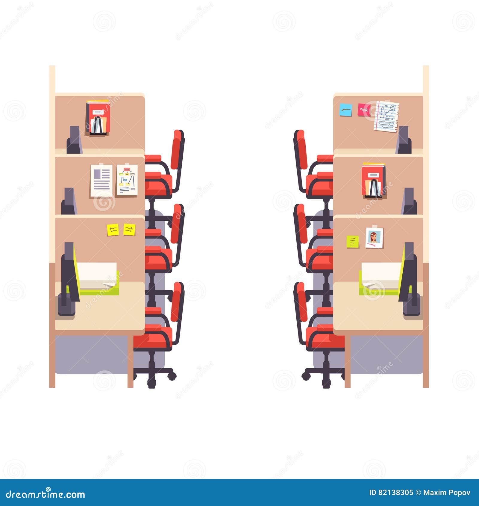 Office Interior Cubicle Stock Illustrations 459 Office Interior
