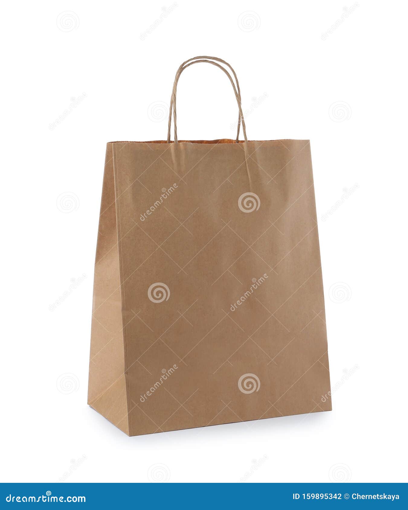 Empty Craft Paper Bag on White. Mockup for Design Stock Photo - Image ...